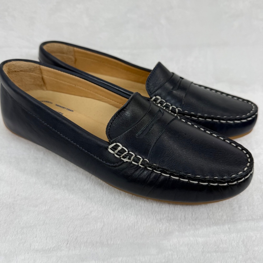 Samuel Hubbard Navy Blue Leather Penny Loafer Driving‎ Shoes W2111 406 7.5 M